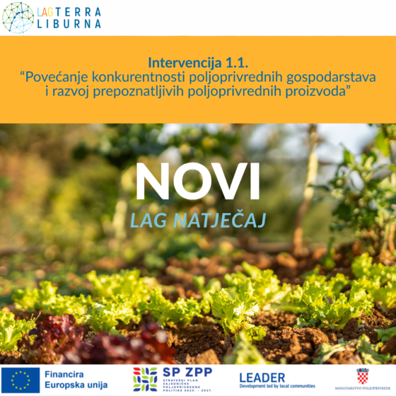 OTVOREN 3. Natječaj za provedbu intervencije 1.1. “Povećanje konkurentnosti poljoprivrednih gospodarstava i razvoj prepoznatljivih poljoprivrednih proizvoda”